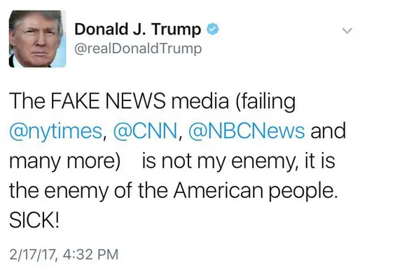 Trump Media Fake News Tweet