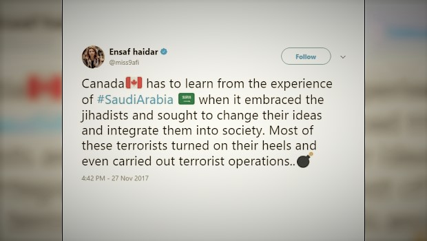 Ensaf Haidar Warns Canada About Danger Of Thinking Jihadists Can Be Integrated Into Society