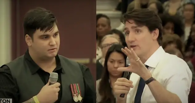 Canadian Veteran Brock Blaszczyk Confronts Trudeau